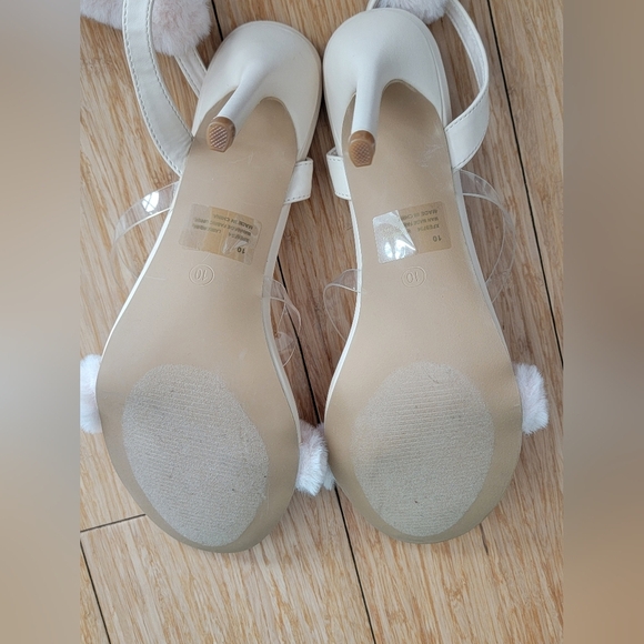 Cape Robbin Fur Wrap Around Leg Lamborghini Heels Cream Size 10 - Picture 5 of 5